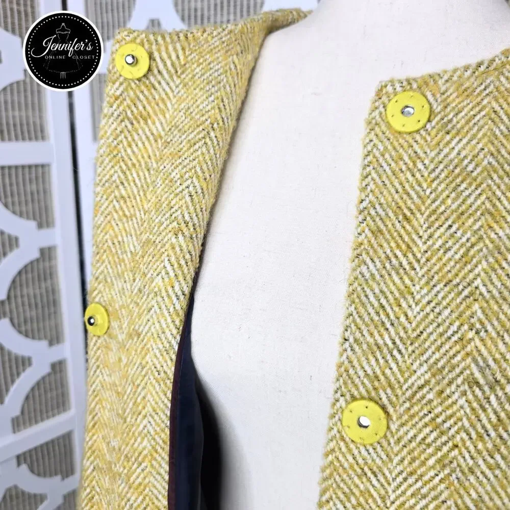 Boden Mustard Sienna Herringbone Wool Alpaca Blend Driving Coat Size 2P